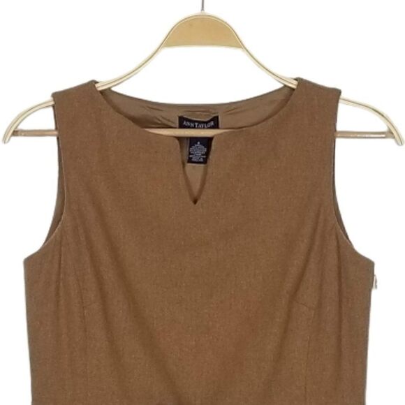 Ann Taylor Wool Drawstring Waist Midi Shift Dress - Picture 3 of 9